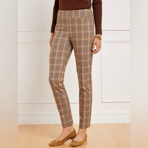 NWT Talbots Chatham Slim Ankle Pants Yellow Brown Plaid Women’s Size 8‎ Petite